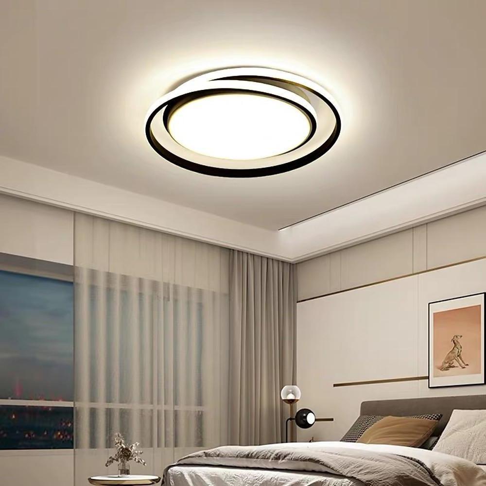 Creative Circular LED Modern Black Gold Flush Mount Ceiling Light