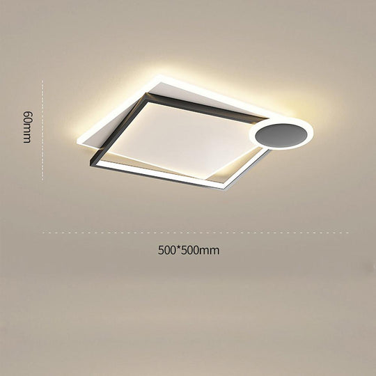 Squares &amp; Circle Offset LED Flush Mount Ceiling Light – Modern Bedroom Fixture