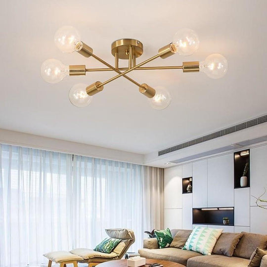 Modern LED Nordic Style Geometric Sputnik Semi Flush Mount Ceiling Light