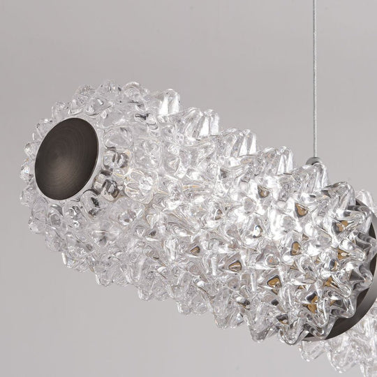 LED Crystal Linear Suspension Lamp – Black Frame, Crystal Shade