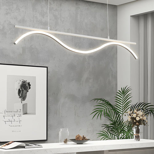 Linear Wave Design LED 1 Light Island Light 47 Inch Length