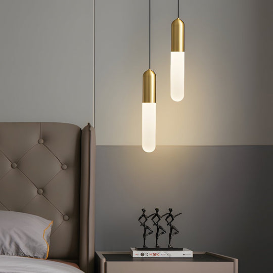 Long Copper Acrylic Three Step Dimming Modern Pendant Light Hanging Lamp
