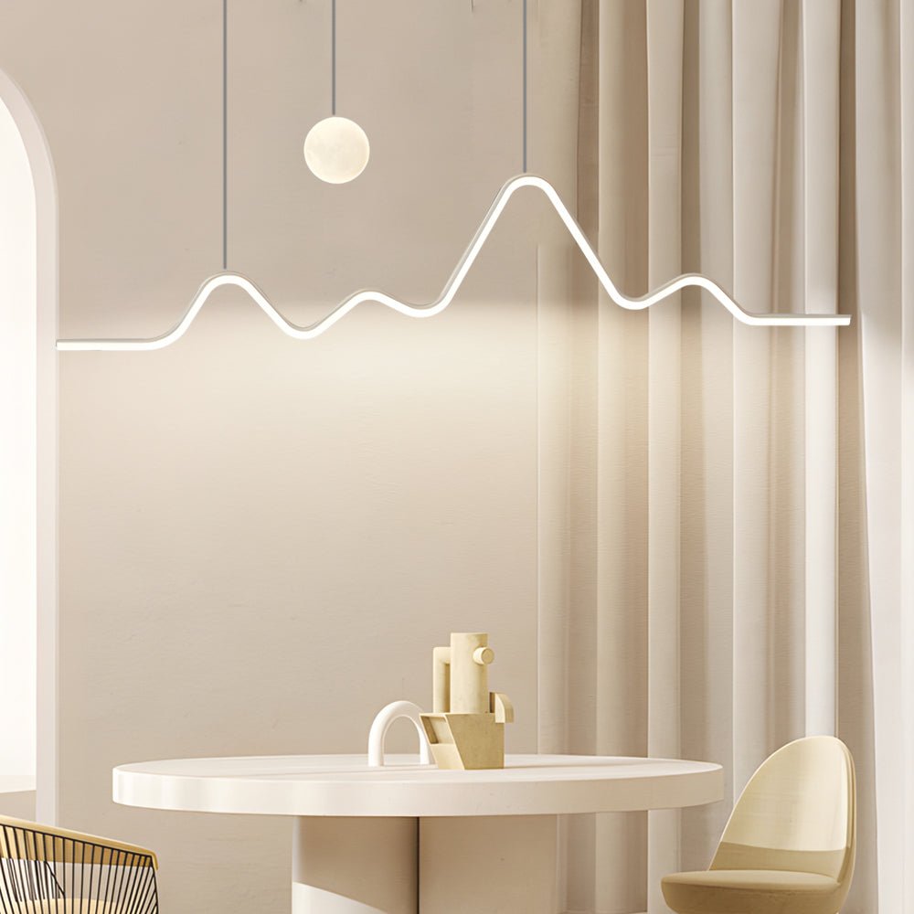 Modern Waves Mountain Moon LED Chandelier – 3-Step Dimming