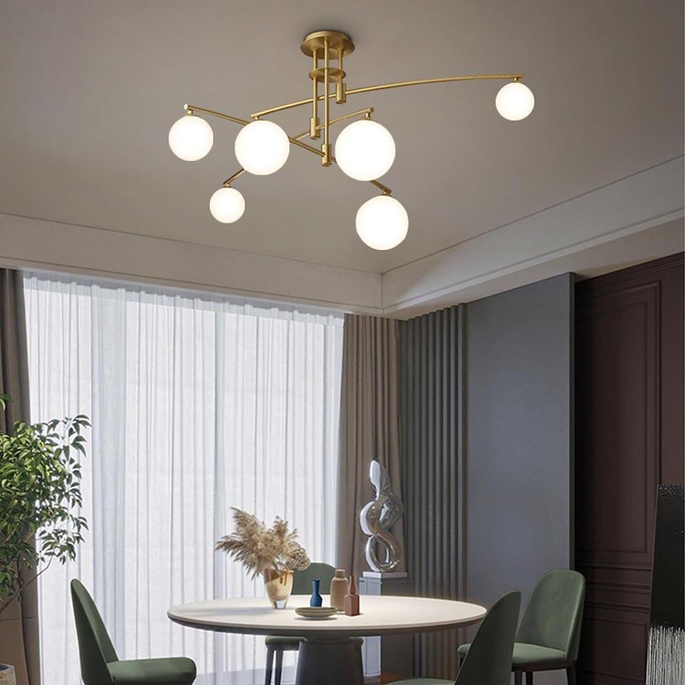 Curved Line Design 9-Light Glass LED Gold Modern Chandelier Ceiling Light