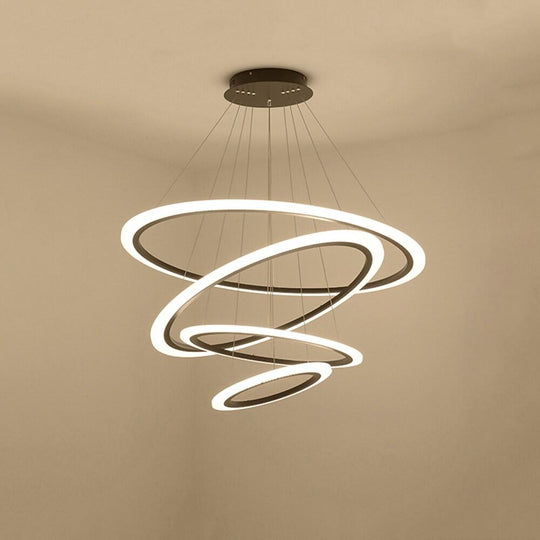 4-Ring Geometric LED Modern Chandelier Pendant Light