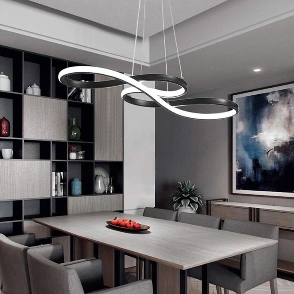 Geometric Wave Semi-Flush Chandelier – Metal &amp; Silica Gel
