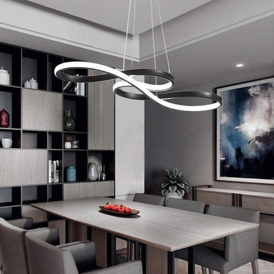 Geometric Wave Semi-Flush Chandelier – Metal &amp; Silica Gel