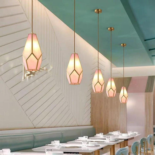 Elongated Cylindrical Glass &amp; Metal LED Pendant Light