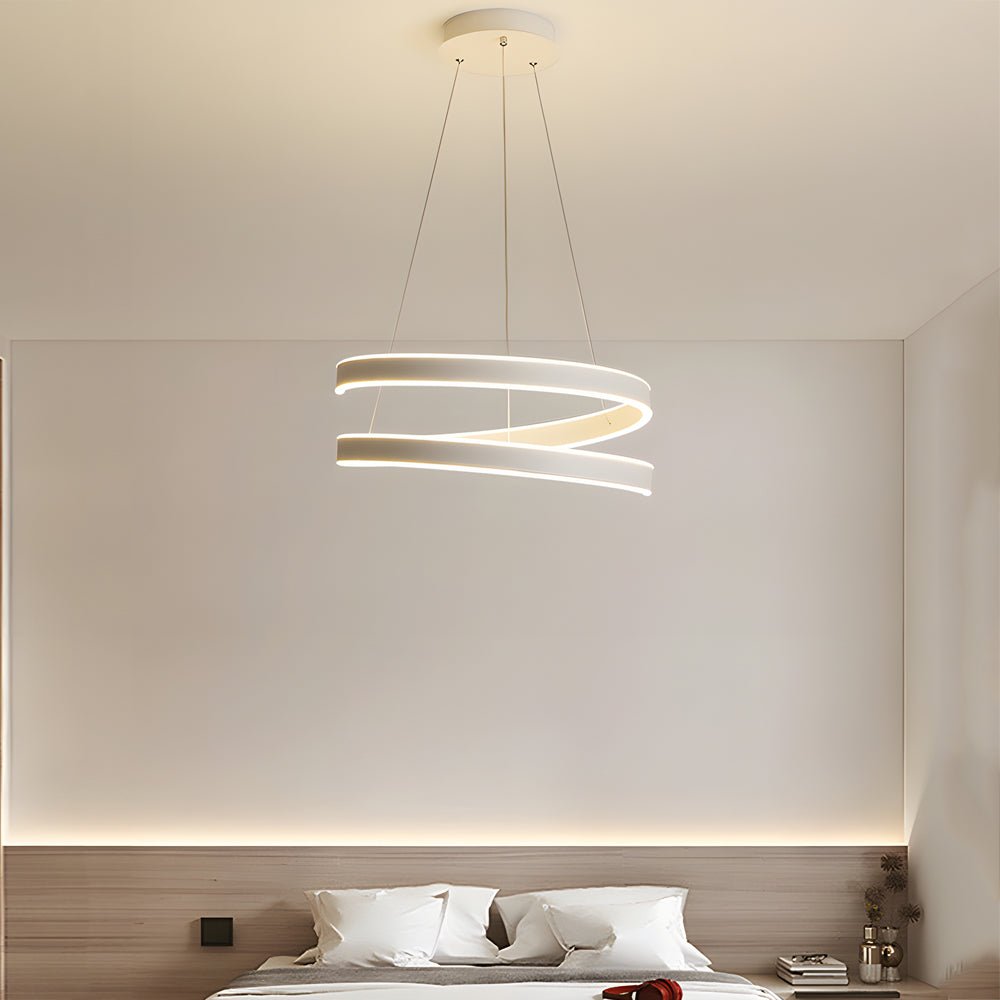 Matte White Twisted Chandelier with 3-Step Dimming