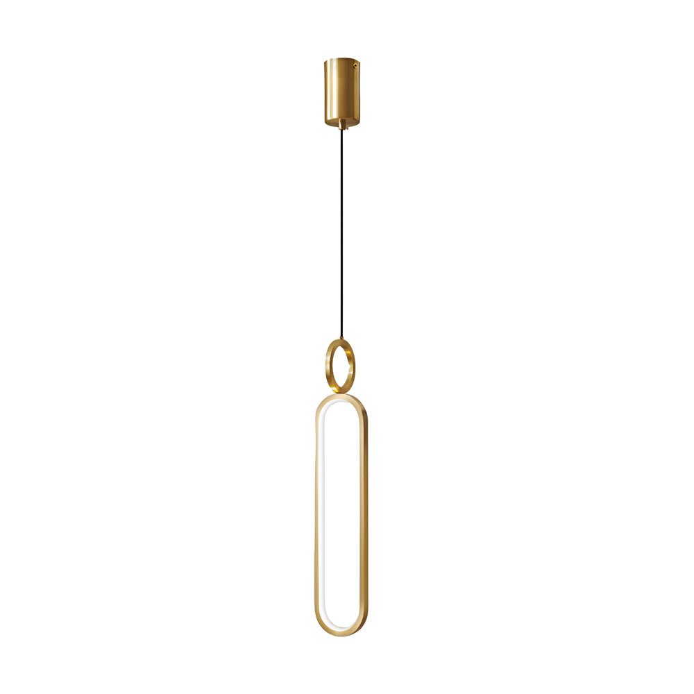 Minimalist Long Oval Rings 3 Step Dimming LED Copper Modern Pendant Lights