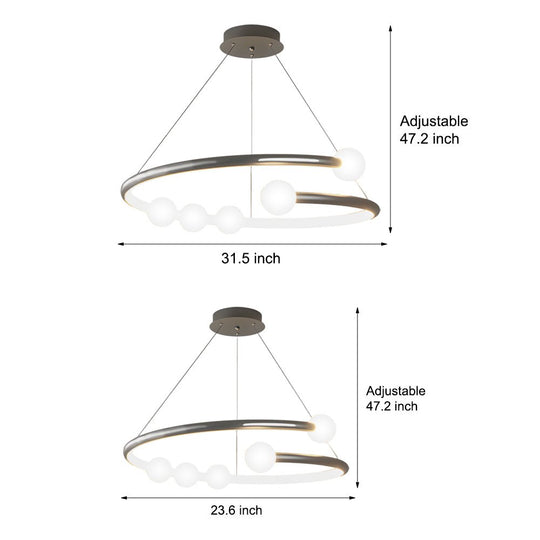 Minimalist Ring Ball 3 Step Dimming LED Nordic Chandelier Hanging Lamp