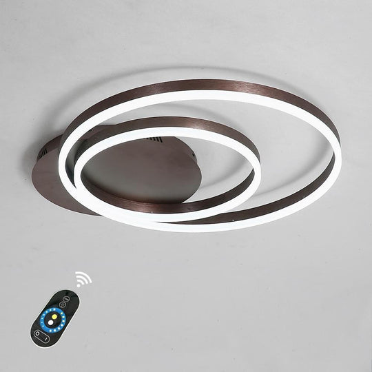 Creative 2 Circles Dimmable LED Modern Flush Mount Ceiling Light with Remote