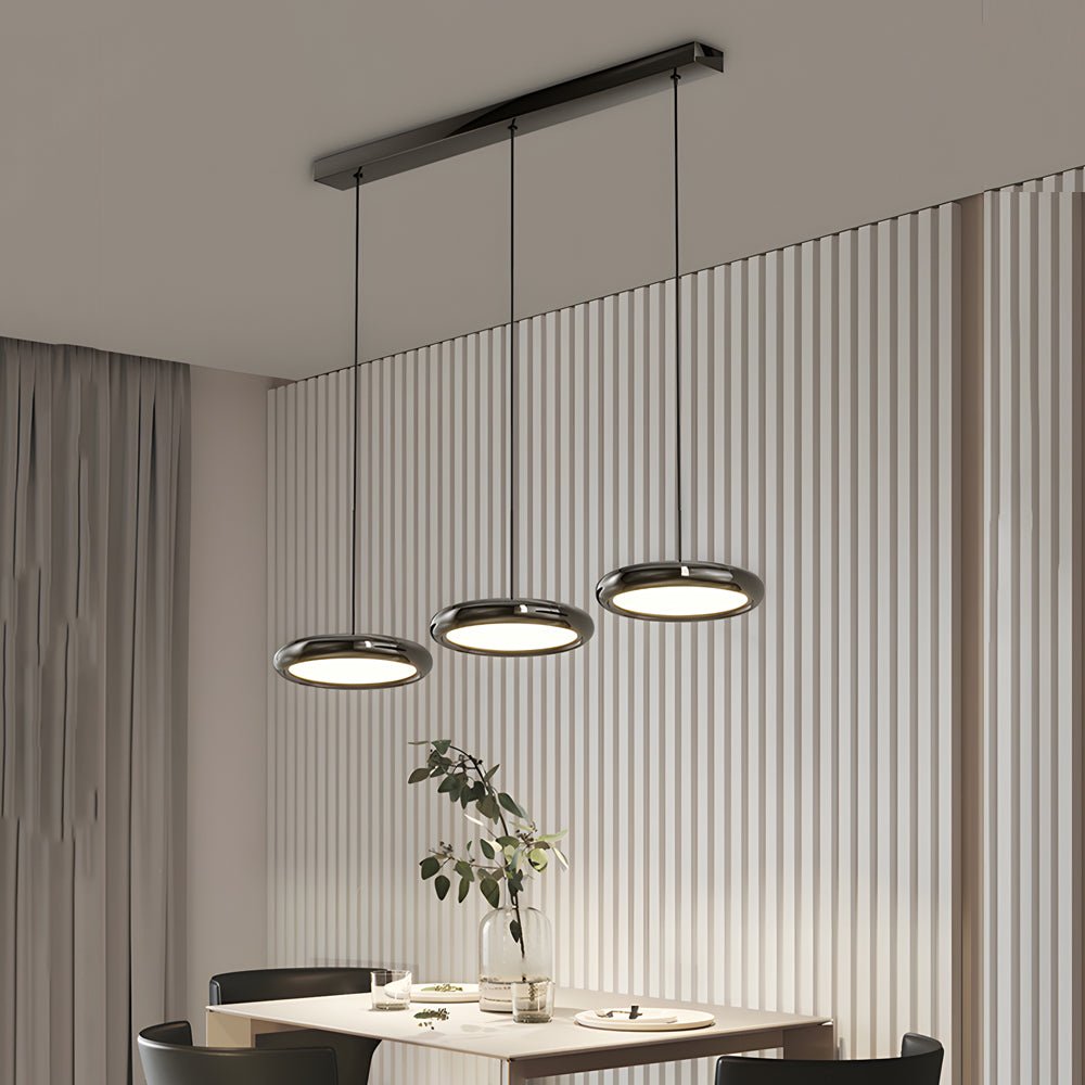 Modern Metallic Round LED Pendant Light in Black or Chrome