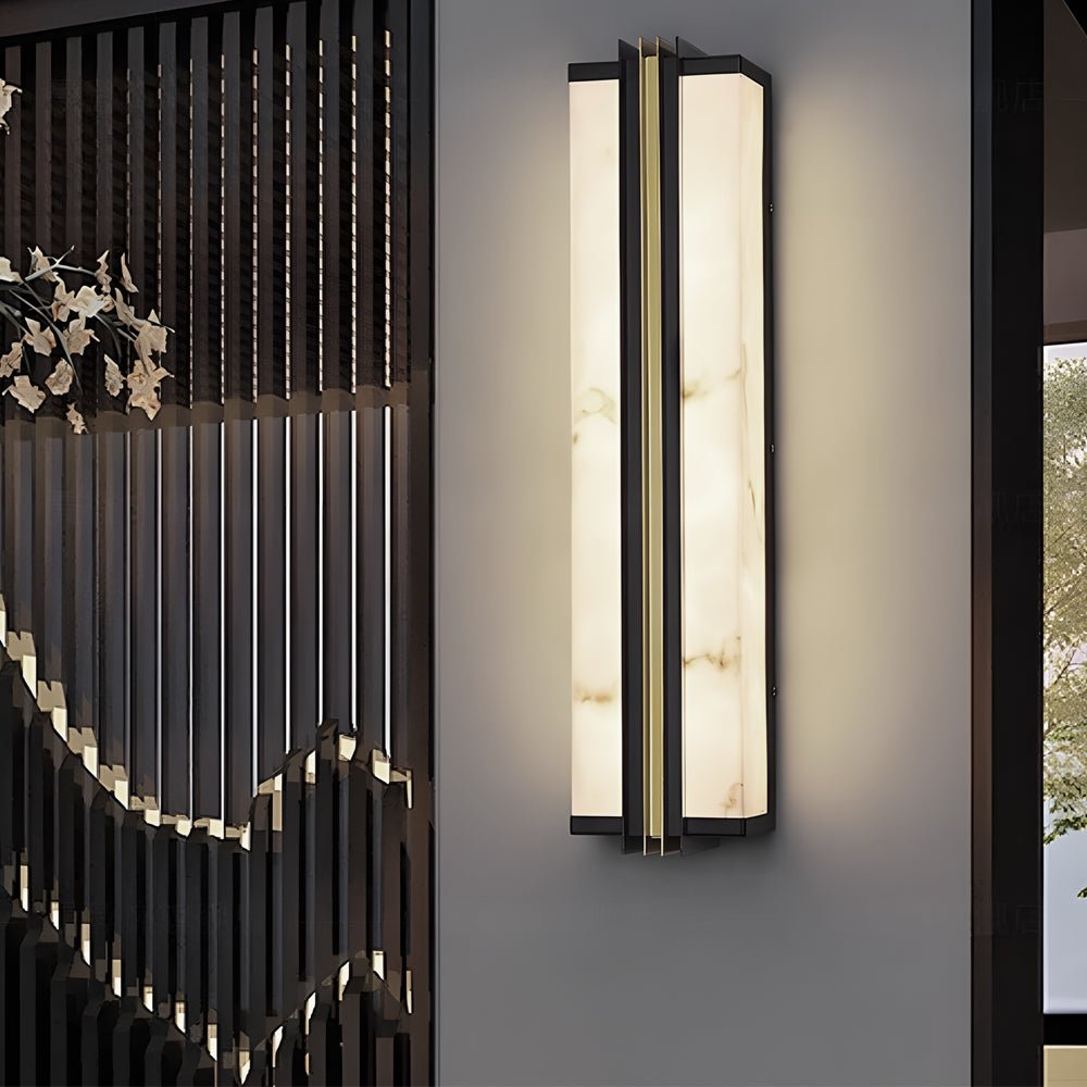 Modern Black LED Wall Light with Resin Marble Shade