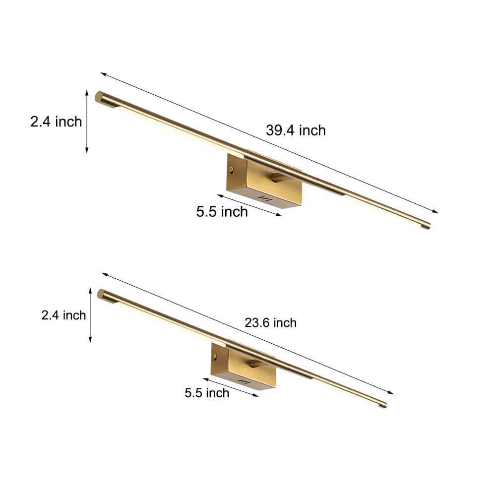 Modern Gold LED Bathroom Vanity Light – 23.6" &amp; 39.4"