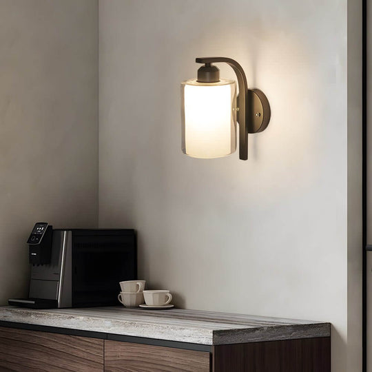Modern Minimalist Single Black Cylindrical Glass Wall Sconce