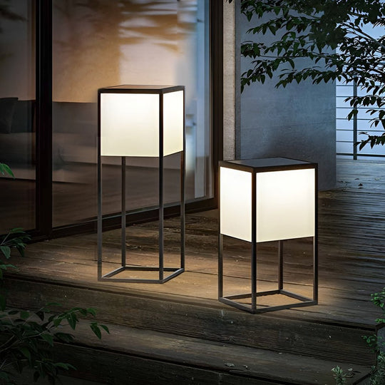 Square Solar LED Post Light with Stainless Steel Frame