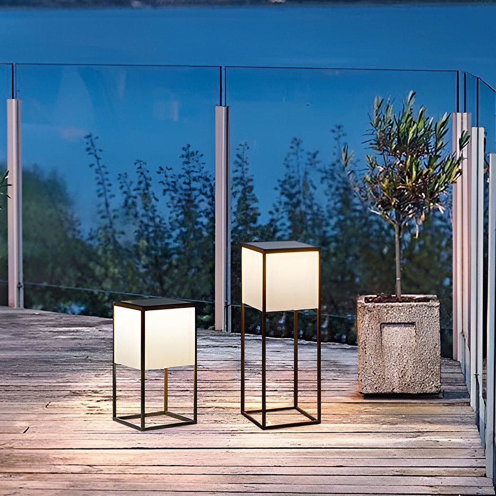 Square Solar LED Post Light with Stainless Steel Frame