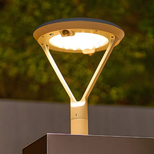 Modern Round Dual Motion Sensor LED Solar Post Lights Outdoor Pillar Lamp