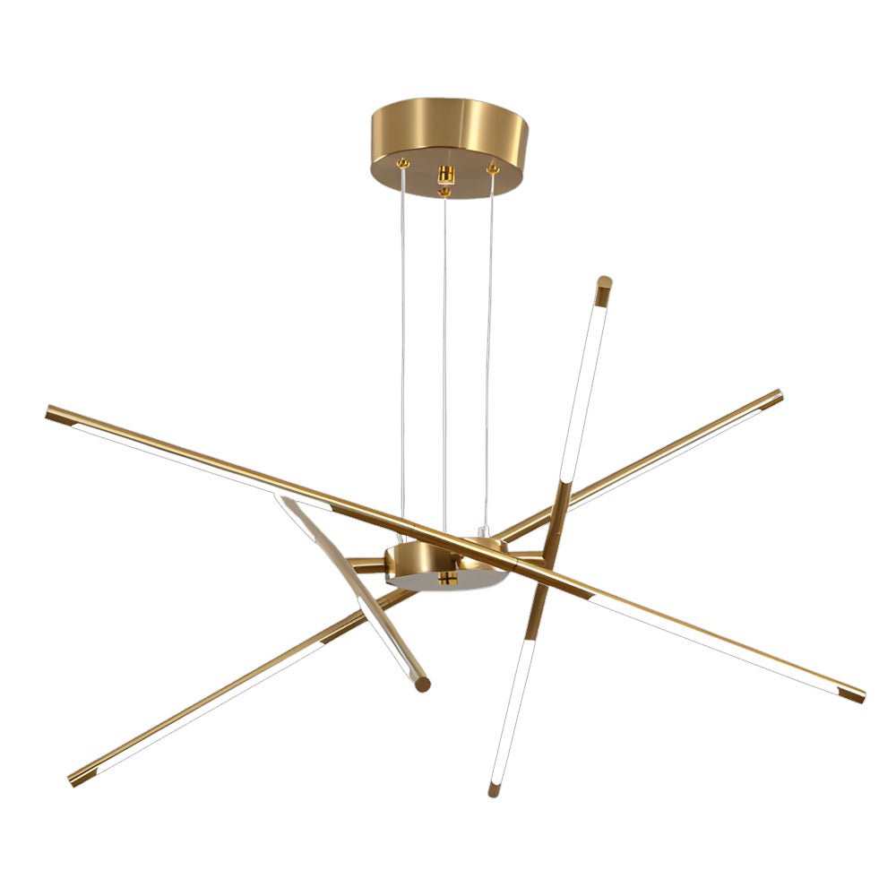 Modern Stepless Dimming Long LED Linear Sputnik LED Chandeliers Gold Black Gold