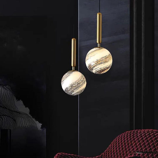 Distressed Globe Hallway Pendant Light Metal Acrylic Ceiling Lights