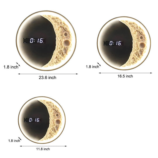 Moon LED Wall Light with Digital Clock &amp; Astronaut Decor
