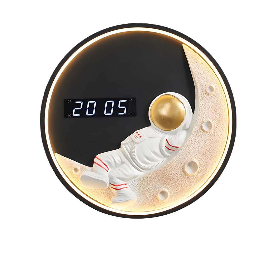 Moon LED Wall Light with Digital Clock &amp; Astronaut Decor