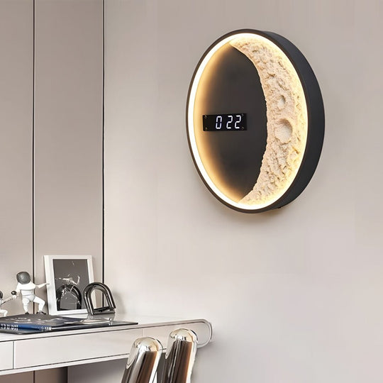 Moon LED Wall Light with Digital Clock &amp; Astronaut Decor