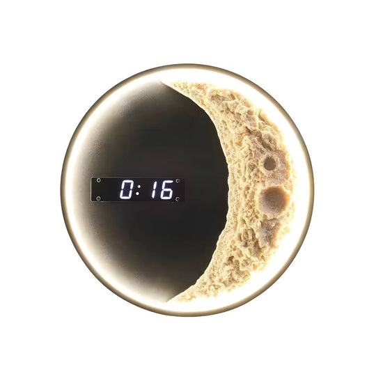 Moon LED Wall Light with Digital Clock &amp; Astronaut Decor