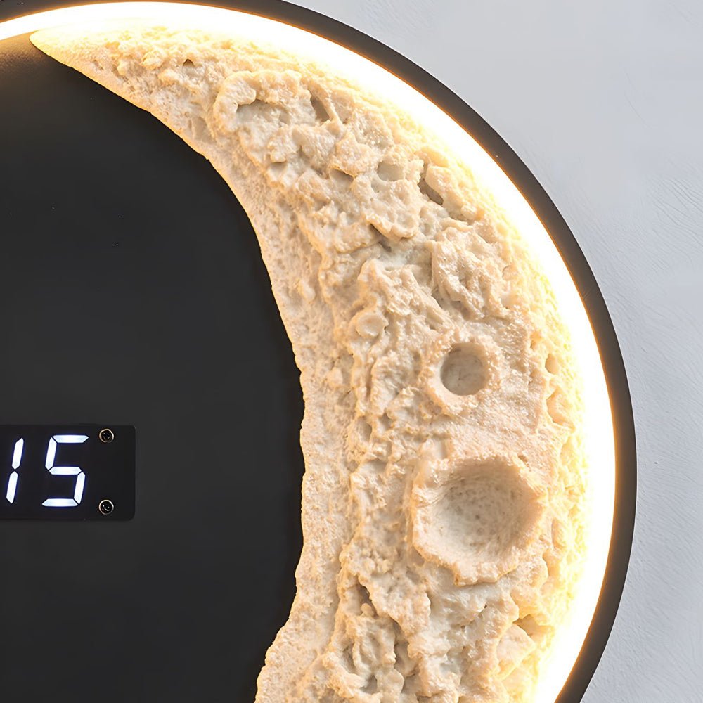 Moon LED Wall Light with Digital Clock &amp; Astronaut Decor