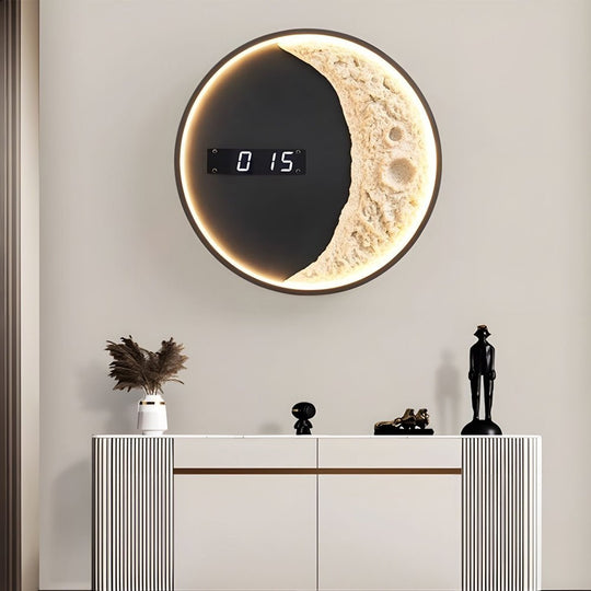Moon LED Wall Light with Digital Clock &amp; Astronaut Decor