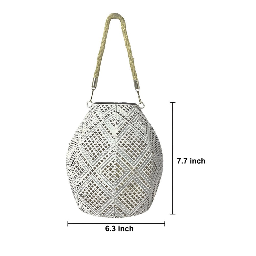 Moroccan Solar Powered Portable Hanging Outdoor LED Lantern
