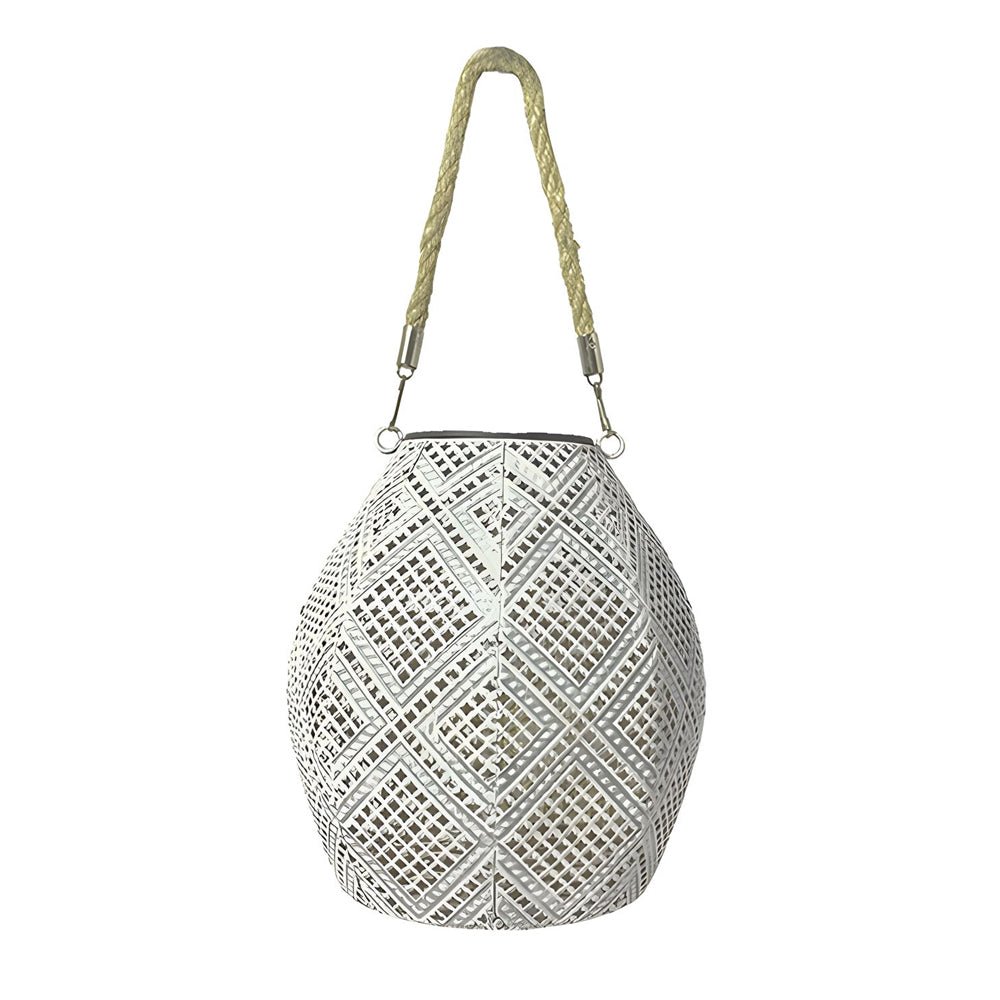 Moroccan Solar Powered Portable Hanging Outdoor LED Lantern