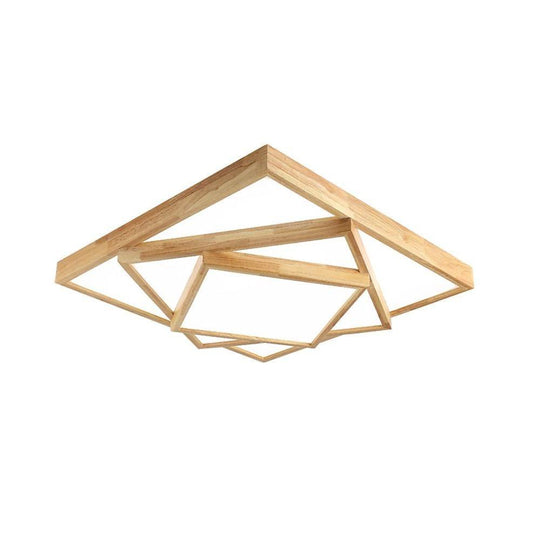 Artistic Wood Squares Dimmable LED Nordic Ceiling Light Flush Mount