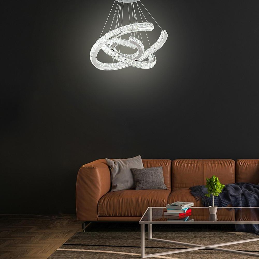 Wave LED Crystal Stainless Steel Chandelier