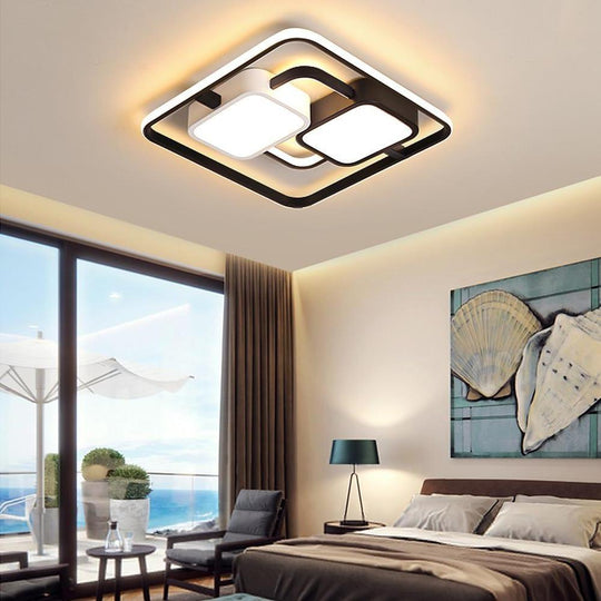 Circles Rectangles Dimmable LED Modern Ceiling Light Flush Mount