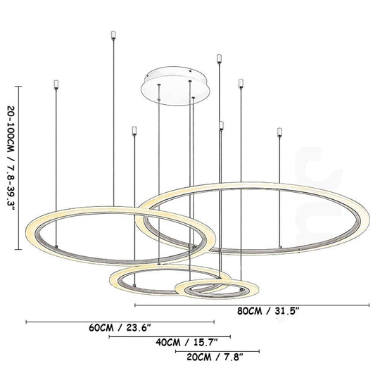4 Circles Random Sizes Multi Light Pendant Metal &amp; Acrylic LED Ceiling Light