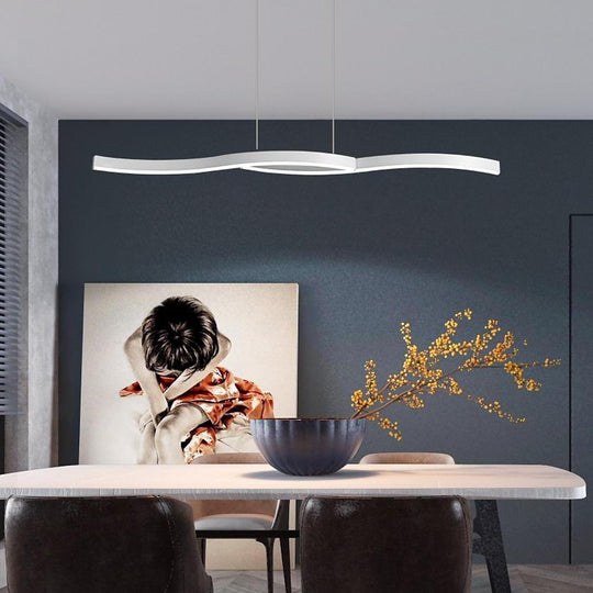 Dual Wave Metal &amp; PVC Island Dining Chandelier – 2-Light LED