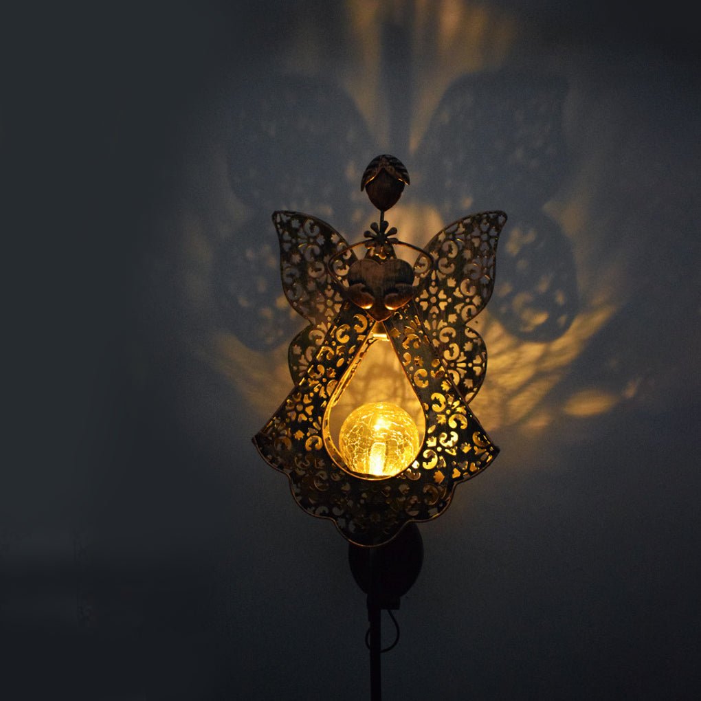 Mystical Moon &amp; Sun Flame Iron Hollow Projector Solar Garden Light