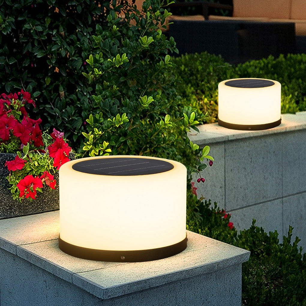 Round Acrylic Waterproof White LED Modern Solar Lights Outdoor Garden Lights