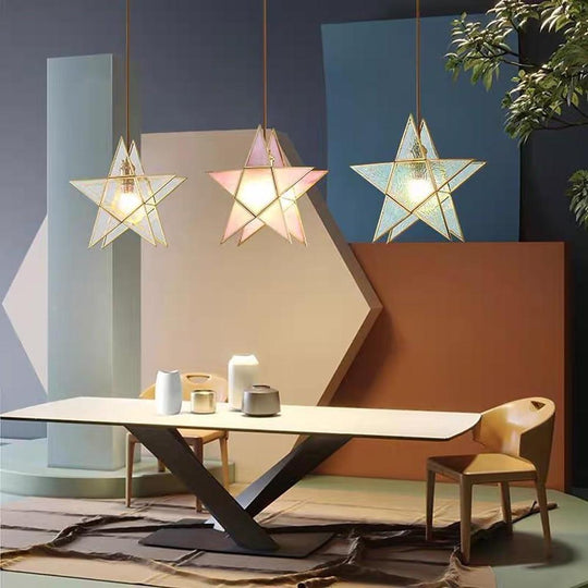 Double Star LED Copper &amp; Glass Pendant Light