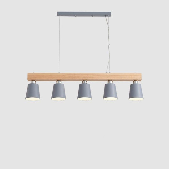 Row of Lights Farmhouse Pendant Light Metal &amp; Wood Pendant Lighting