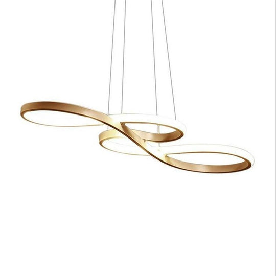 Geometric Wave Semi-Flush Chandelier – Metal &amp; Silica Gel