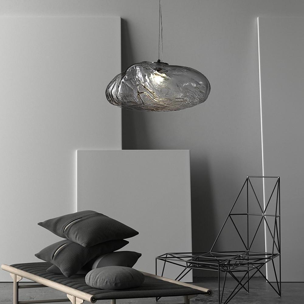 Distressed Metal Smoked Glass Globe Pendant Light