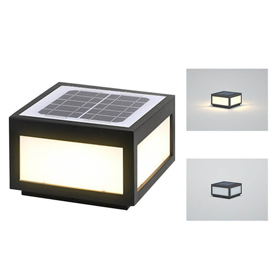Black Square Cube Outdoor Post LED Pier Mount Light