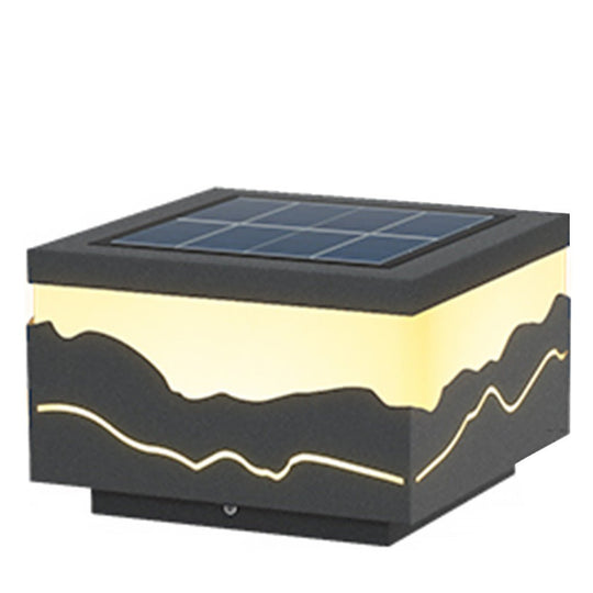 Outdoor Solar LED Waterproof Fence Post Light with Mountain Design