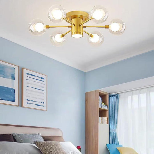 Globe Metal Glass Industrial LED Flush Mount Ceiling Light
