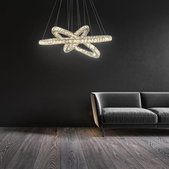 Interwoven Geometrical Circle Crystal LED Chandelier