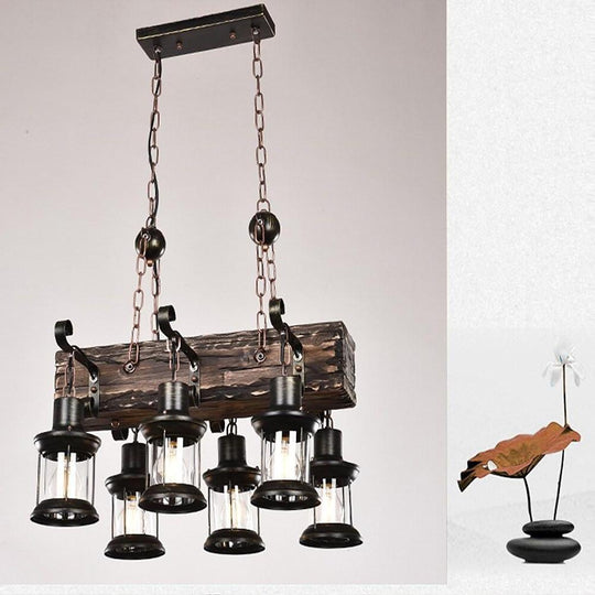 6 Lantern Farmhouse Chandelier Wood Chandelier Ceiling Light