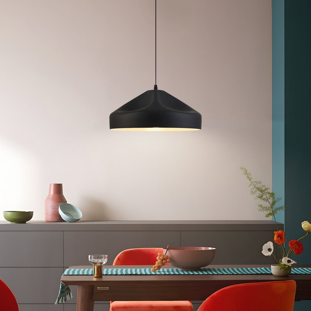 Pleat Box LED Pendant Light – 1-Light Black/White Aluminum Hanging Lamp
